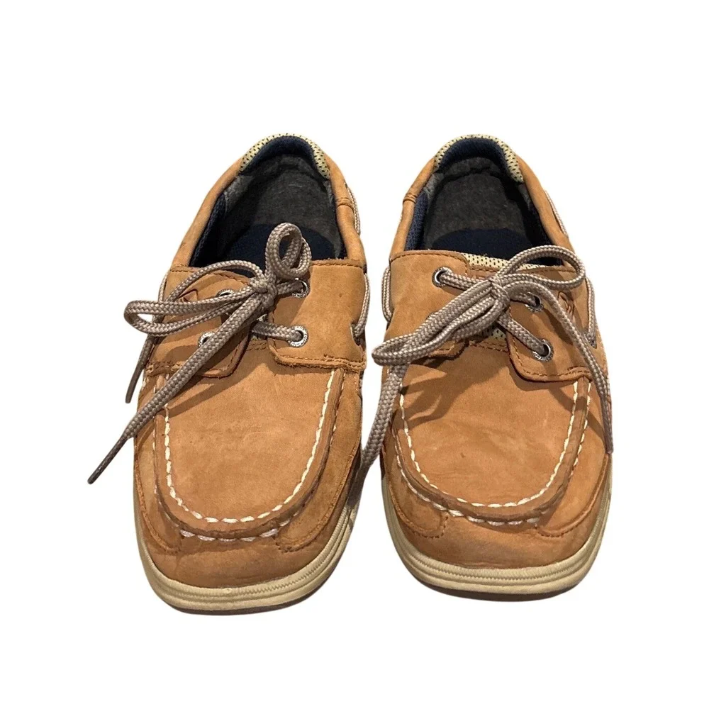 Sperry Top-Sider Lanyard Boys Tan Leather Boat Shoes Loafers YB46122A Size 2M